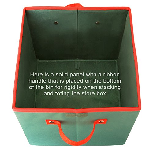 Christmas Ornament Storage Box Containers 2win2buy Adjustable 64 Compartment Cube Organizer with Dividers Xmas Storage Chest Keeps Holiday Decorations Clean and Dry for Next Season 12x12x12" - Green