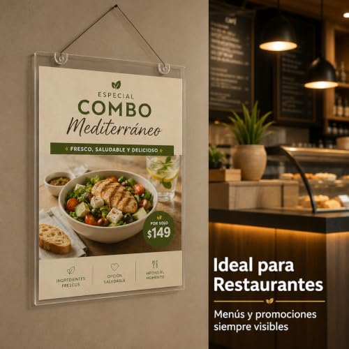 Protectores de Hojas Tamaño Carta 4Pcs, Porta Hojas de Acrílico A4 para Pared