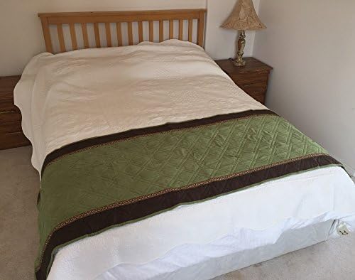 Quilted Micro Suede Bed Runner Scarf Slipcover Pad or Furniture Protector (26x76 inch, SageGreen)