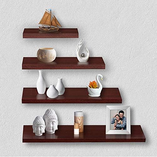 A10 Shop Delta S1 Home Decor Wall Shelf/Rack-Set of 4 (Matt Finish) (Mahogany)