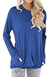 Shawhuwa Womens Long Sleeve Sweatshirt Loose T-Shirt Blouses Tops L Royal Blue