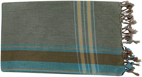 Kikoy Pareo Green Army with Turquoise Stripes