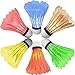 Newdora [6 Pack] Colorful LED Badminton Set Shuttlecock Dark Night Glow Birdies Lighting for Outdoor/Indoor Sports Activities Badminton Nets