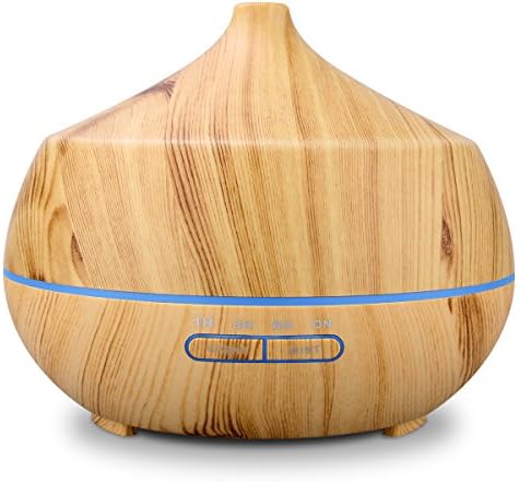 Aromatherapy Essential Oil Diffuser?Tenswall 400ml Wood Grain Ultrasonic Cool Mist Whisper-Quiet Humidifier with 7 Color LED Lights Waterless Auto Shut-Off of Various Mist Light Modes