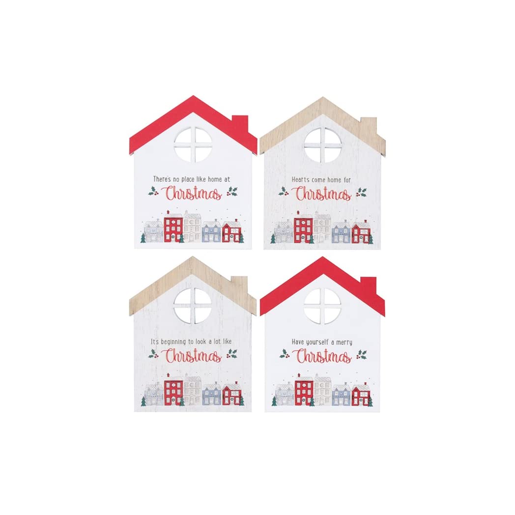 Coaster Set | Christmas Village | H10cm x W12cm x D3.5cm | Pack of 4