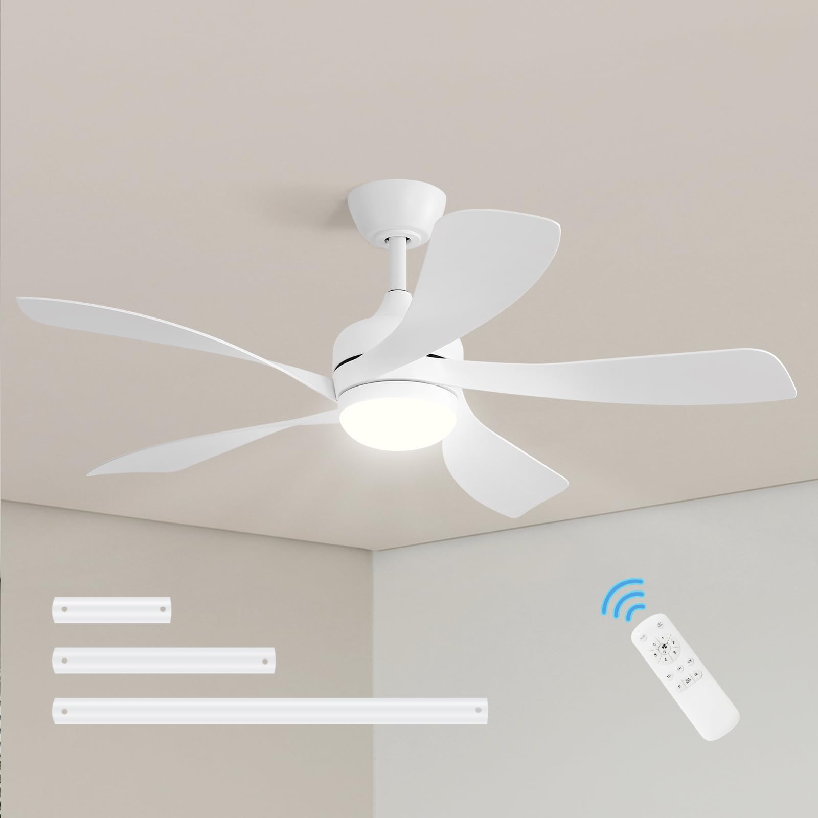 CACI Mall 52" White Ceiling Fans with