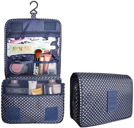 Multifunction Portable Waterproof Travel Kit Toiletry Travel Cosmetic Bag Hanging Hook For Men and Women Blue