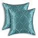 CaliTime Pack of 2 Cushion Covers Throw Pillow Cases Shells for Home Sofa Couch Modern Waves Lines Embroidered 18 X 18 Inches Teal
