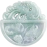 AMINKINA Blue/White Auspicious Dragon and Phoenix Jade Pendant Necklace, Auspicious Year of the Dragon Harmony & Prosperity Charm Pendant, Ideal Lunar New Year Festival Gift