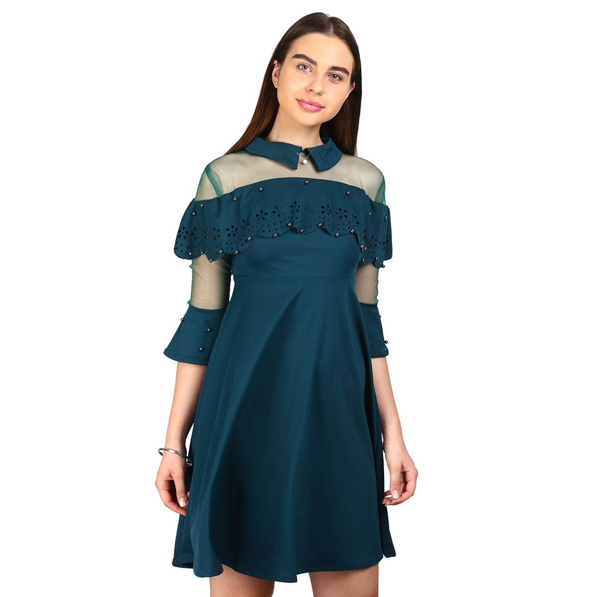 full flower cut out midi dress