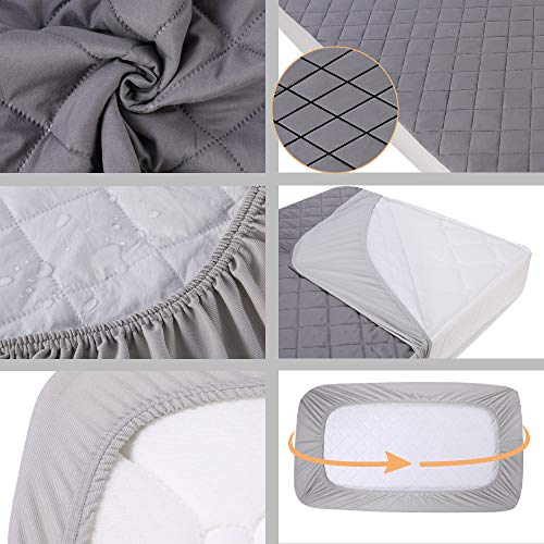 KEAFOLS Waterproof Crib Mattress Protector 28x52, Breathable Protective Mattress Pad Cover Quilted Fitted Baby Bed Sheet for Toddler and Crib - Thumbnail 6