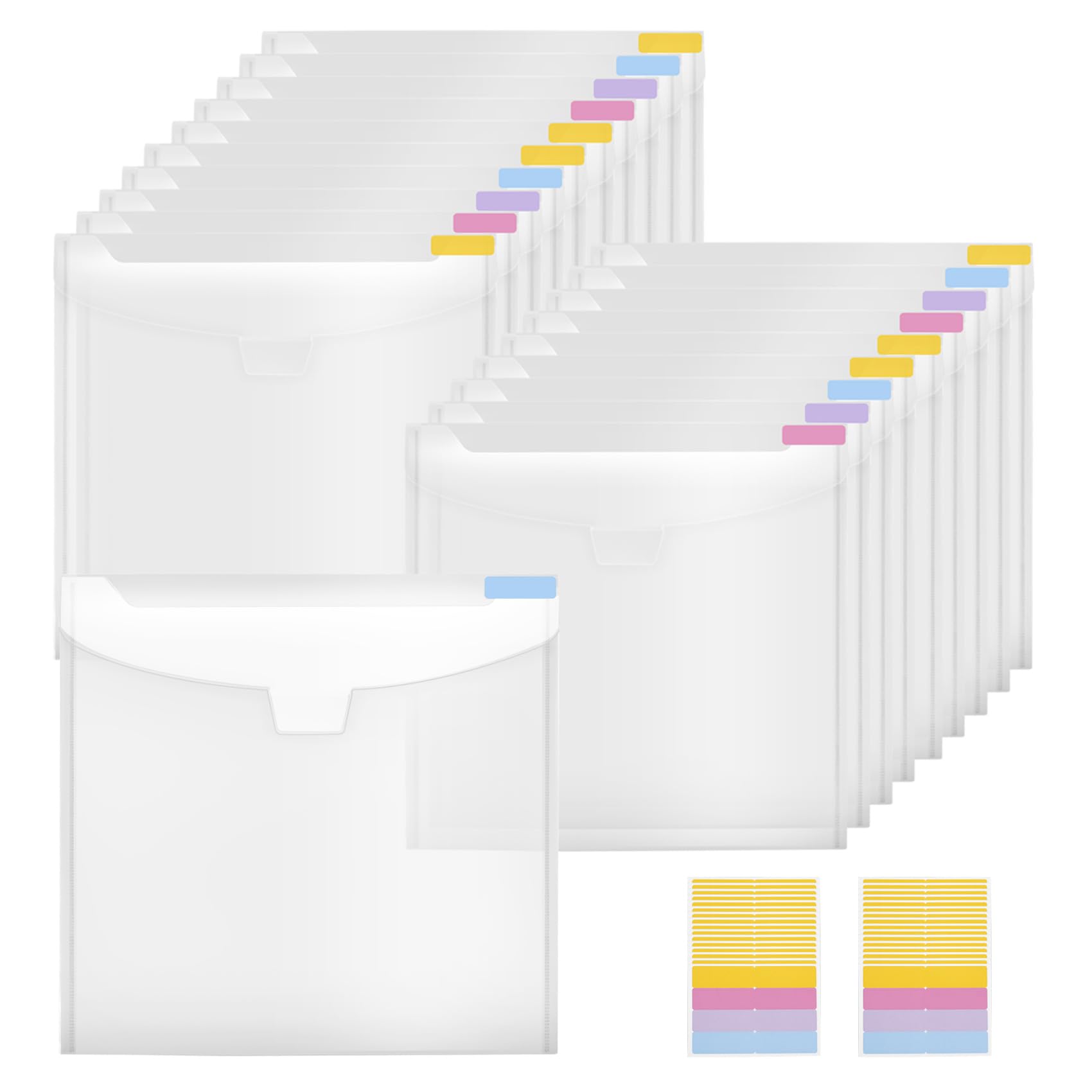 Pyatofyy 20 Pcs Scrapbook Organizer - 12 x 12 Inch Paper Holder with 36 Sticky Index Tabs for Vinyl Paper, Cardstock (Clear)