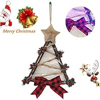 Mooduuty Christmas Wreath, 9.84 Inch LED Triangle Merry Christmas Front Door Wreaths Small Christmas Decorations Home Decor