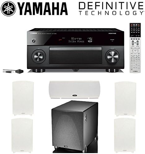 Yamaha RX-A2060BL 9.2 Channel Network AV Receiver + 2 Pairs of Definitive ProMonitor 1000 Bookshelf + Definitive Technology ProCenter1000 Center Speaker + Definitive ProSub 1000 Speaker Bundle
