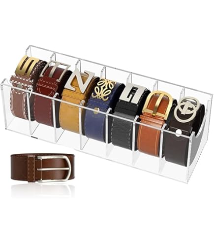 4-Pack Belt & Tie Organizer For Drawer - 6 Grids Each, Foldable, Washable Linen Fabric Closet Storage (Beige, 13.38 Inch)