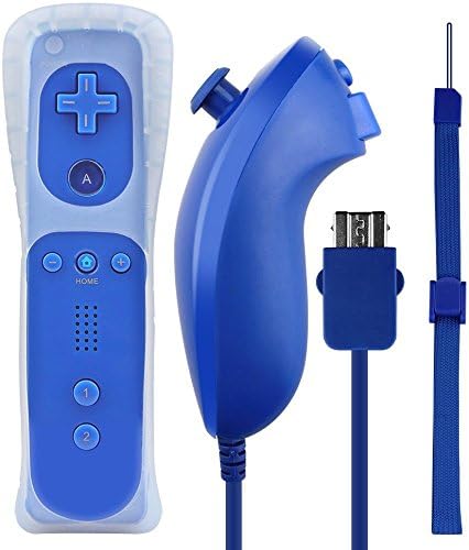 Remote Controller for Nintendo Wii Remote and Nunchuck Controllers with Silicon Case for Wii (Dark Blue)