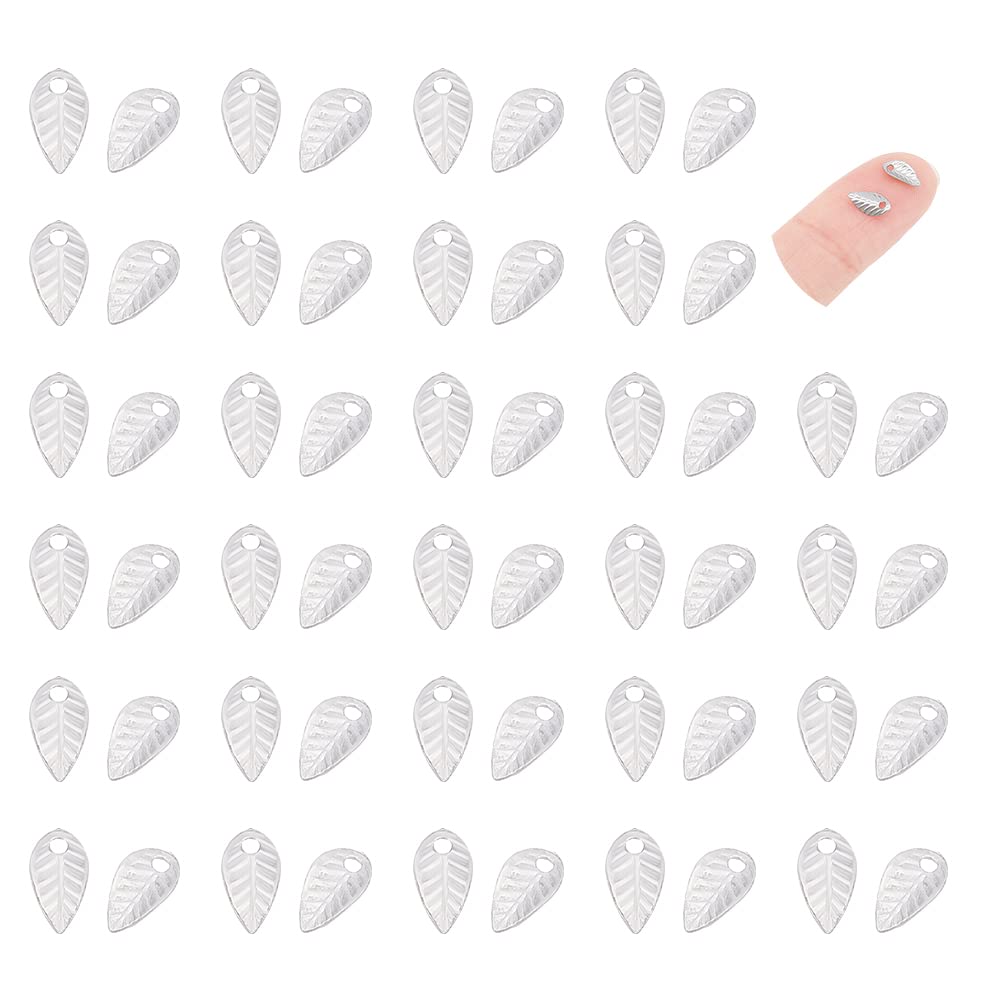 UNICRAFTALE about 500pcs 7mm Leaf Pattern Charms 316 Stainless Steel Pendants Metal Leaf Charms 1mm Small Hole Pendants for DIY Necklaces Jewelry Making Accessory