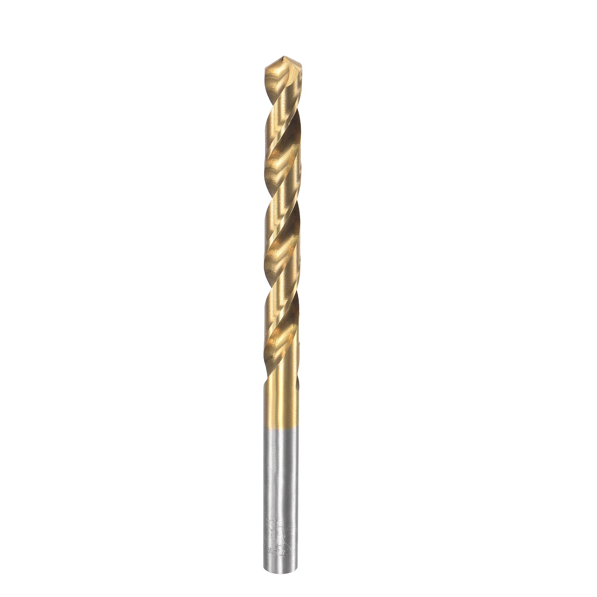sourcing map High Speed Steel Straight Shank Twist Drill Bit Fully Ground Titanium Coated 7.2mm Drill Diameter 109mm Total Length 60mm Drill Bit Length