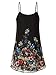 WAJAT Women's Summer Casual Spaghetti Strap Sundress Sleeveless Beach Slip Dress S Black Floral