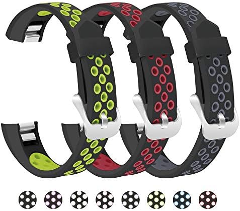 Mosstek Compatible with Fitbit Alta Bands/Fitbit Alta Hr Bands for Women Men/Fitbit Ace Bands for Kids, 3 Pack Sport Silicone Breathable Replacement Wristbands, Small Large