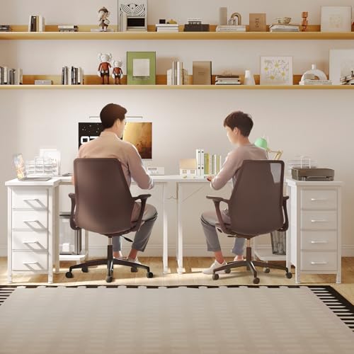 Coleshome Computer Desk with Drawers, 100x70 cm Corner Desk for Home Office, Reversible L Shaped Office Desks White