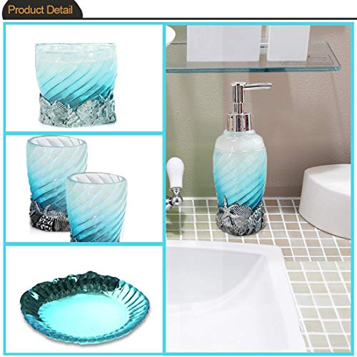 HotSan-bathroom-accessory-Set-5-PCS-Bath-Ensemble-Set-Includes-Soap-Dispenser-Soap-Dish-Tumble-Toothbrush-Holder-Polyresin-Glass-for-Home-Office-Superior-Hotel HotSan bathroom accessory Set, 5 PCS Bath Ensemble Set Includes Soap Dispenser, Soap Dish, Tumble, Toothbrush Holder…