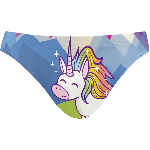 Dallonan Men's Unicorn Print Swim Brief - Fun Cartoon Bikini For Beach & Pool