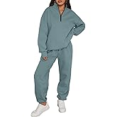 Trendy Queen Womens Sweatsuits 2 Piece Outfits Fall Lounge Sweat Sets Half Zip Sweatshirts with Baggy Sweatpants