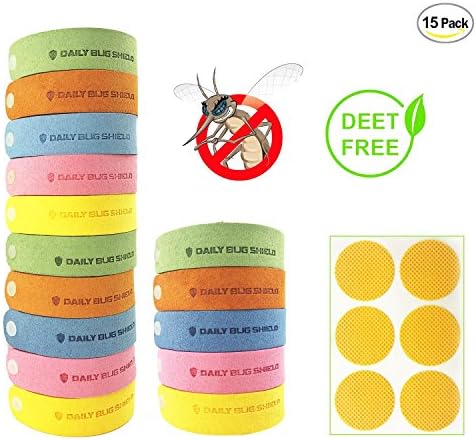 Mosquito Repellent Bracelet,Coniso 15pcs Insect &amp; Bug Repellent Bands with 6 Free Mosquito Repellent Patches, 100% Natural, Deet-Free &amp; Non-Toxic, Indoor Outdoor Protection for Kids &amp; Adults.