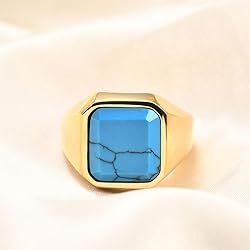 MYNENEY 14K Gold/Silver/Black Plated Square Signet