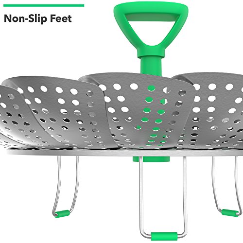 image for Vremi Collapsible Vegetable Steamer Basket- Food Safe Round Stainless 