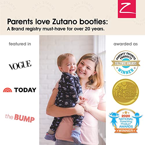 Zutano Organic Cotton Baby Booties with Gripper Soles, Soft Sole StayOn Baby Shoes, Gray
