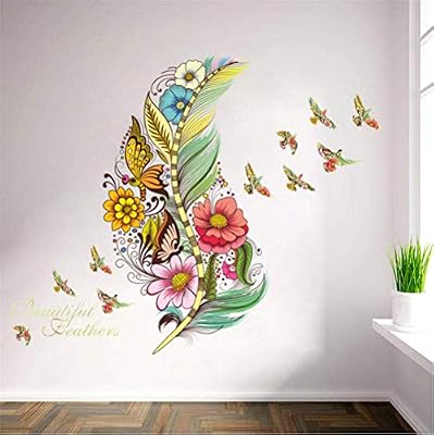Wall Stickers Wall Art Stickers Nursery Wall Sticker Feather Birds Flower Wall Stickers 3d Vivid Wall Decals Home Decor Art Decal Poster Animals Home Decor Mural Buy Online At Best Price In