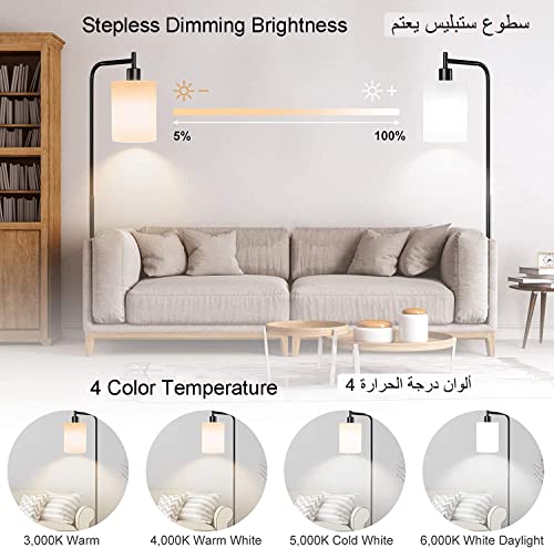 Redare Industrial Floor Lamp,Smart LED Floor Lamp with White Jade Glass Shade,Smart WiFi E27 RGBW Dimmable Bulb(Warm to Daylight), APP Control,Metal Standing Lamp for Living Room Bedroom Home Office