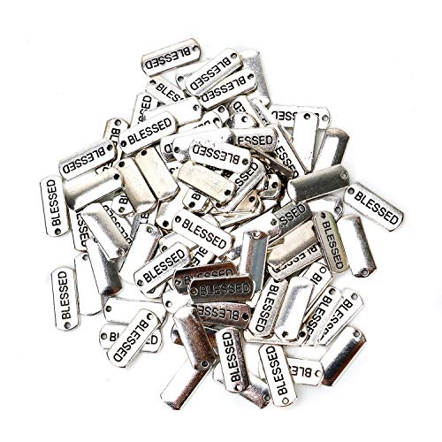 HUELE 100 pcs Silver Tone Inspiration Charms Message Charms Pendants