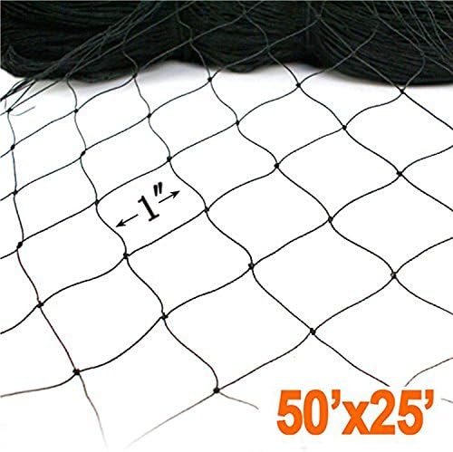 25' X 50' Net Netting for Bird Poultry Aviary Game Pens New 1" Square Mesh Size, Garden Netting Protects Fruit Trees & Vegetables from Hungry Birds & Chickens (25'50' with 1'1' mesh)