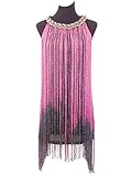 VIJIV Women's 1920s Gatsby Long Swinging Fringe Tassel Flapper Cocktail Dress