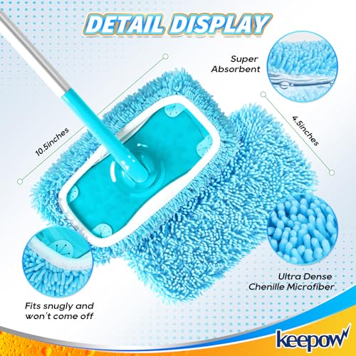 KEEPOW Reusable Pads for Flash Speed Mop Refill Wipes, Microfiber Wet Dry Refills for Flash Speed Mop Starter Kit, Machine Washable Up to 100x (4 Pack)
