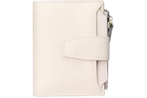 FT FUNTOR Small Wallet for Women Genuine Leather Bifold Compact RFID Blocking Zipper Pocket Ladies Credit Card Slots Purse with ID Window