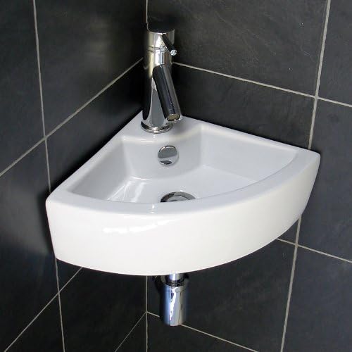 Europa Topax 1TH Contemporary Ceramic Bathroom Wall Hung Corner Basin Sink 4299