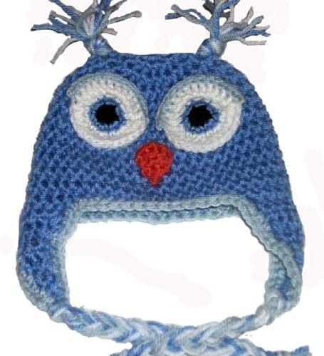 Sweet Lullabiez Handmade Bluebell &amp; Gray Owl Beanie / Hat Size 4T-5T