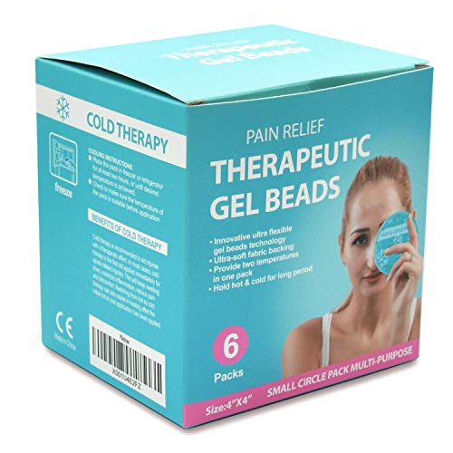 OLESILK Small Hot Cold 6 Packs, Reusable Round Gel Beads Ice Pack with Cloth Backing, Hot and Cold Therapy for Breastfeed Injury, Kids Pain Relief, Headache, Tired Eyes, Wisdom Teeth, Sinus Relief