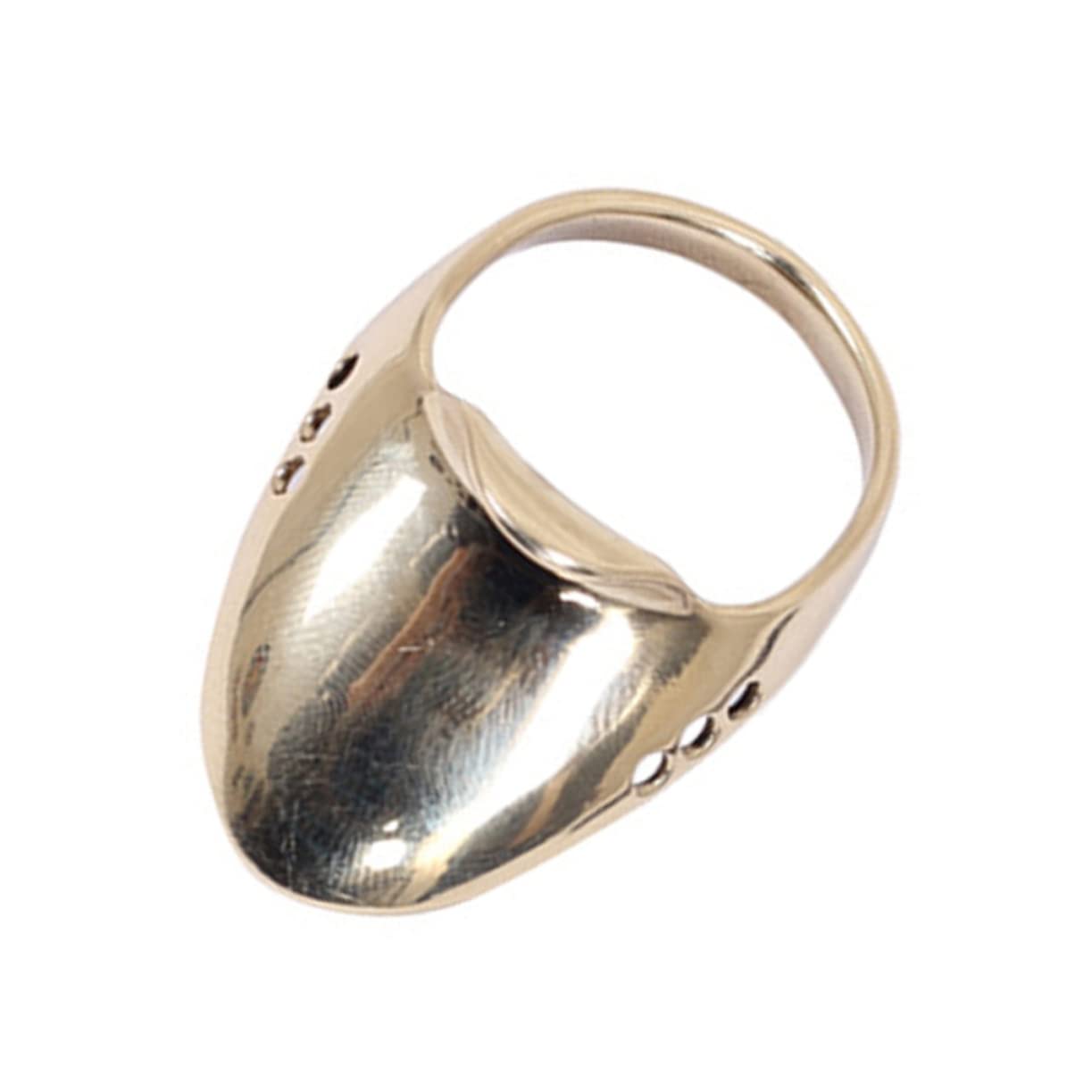 RORPOIR Wear-Resistant Brass Archery Thumb Ring 1.77X0.98X0.59 Inch Ergonomic Finger Guard with Pad and Ropes for Traditional Bow Shooting Protective Gear