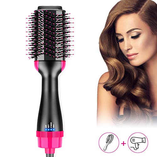 Hot Air Hair Brush, ElekBest Professional 3 IN 1 Negative Ions Hair Dryer Brush With Straightening Curling Fast Drying, Multi-functional Blower Brush Comb For Hair Styling Home and Salon