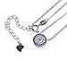Kaletine Round Evil Eye Pendant Necklace Sterling Silver 925 Cubic Zirconia Cable Chain 16
