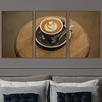 3 Piece Framed Canvas Wall Art Coffee Canvas Prints Home Artwork Decoration for Living Room,Bedroom - 16