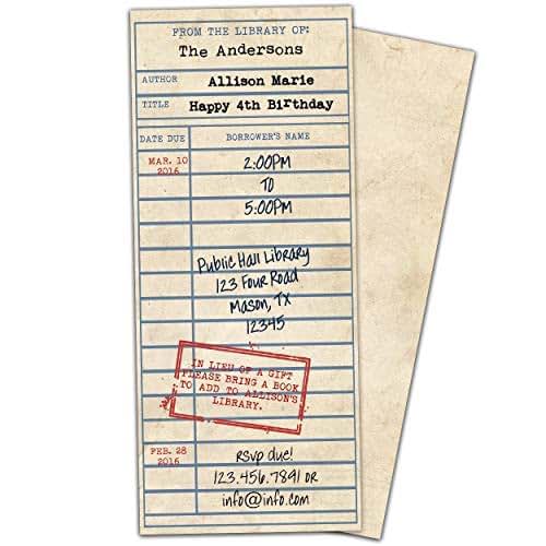 Luxury 55 Library Card Birthday Invitations