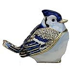 Baby Blue Jay Figurine Box - Swarovski Crystals, Trinket, Keepsake, Jewelry Box