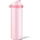 Xtusimple 24 oz Insulated Water Bottle with Straw, Stainless Steel Water Bottle with 2-in-1 Push-Button Spout & Quick-Flip Straw, Fits Car Cupholder, Leakproof, for Gym, Travel, School, Camping, Pink