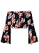 Futurino Women's Off Shoulder Floral Print Long Bell Sleeve Crop Top Blouses